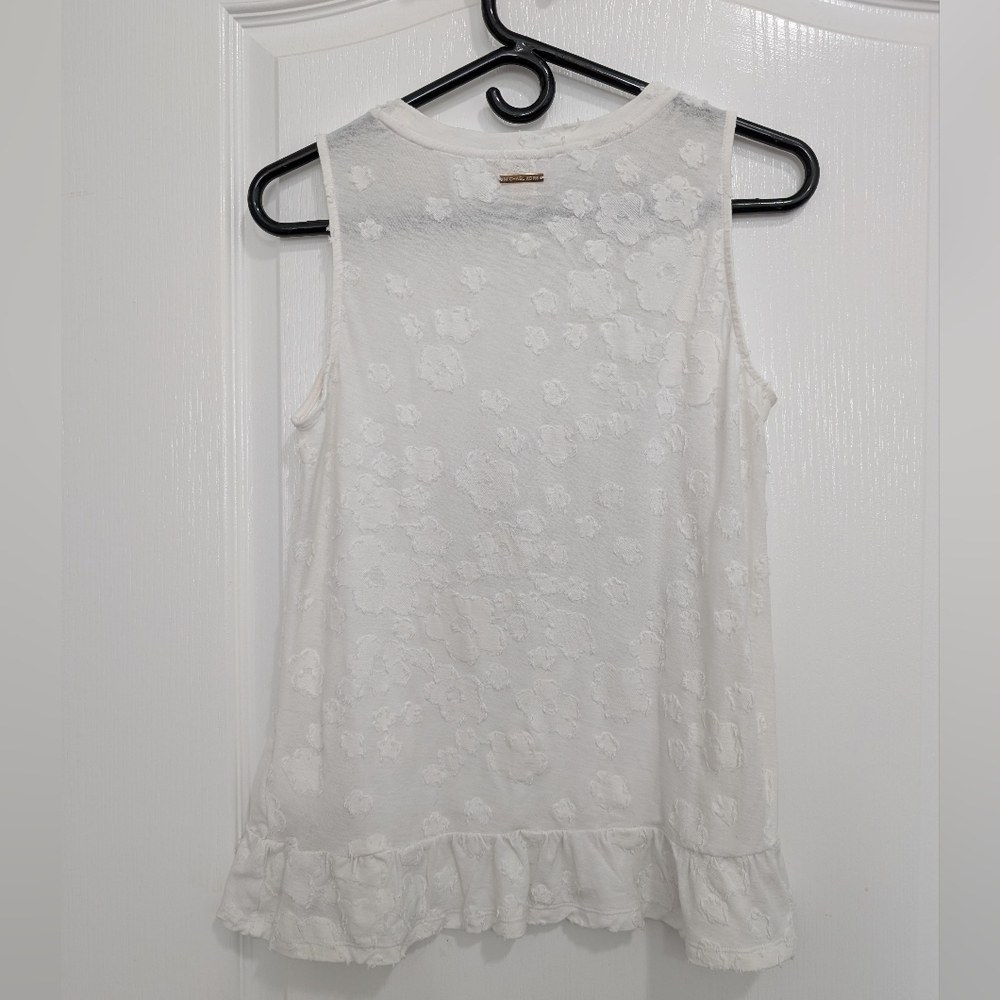 Michael Michael Kors Floral White Tank with Ruffled Hem - Picture 3 of 7